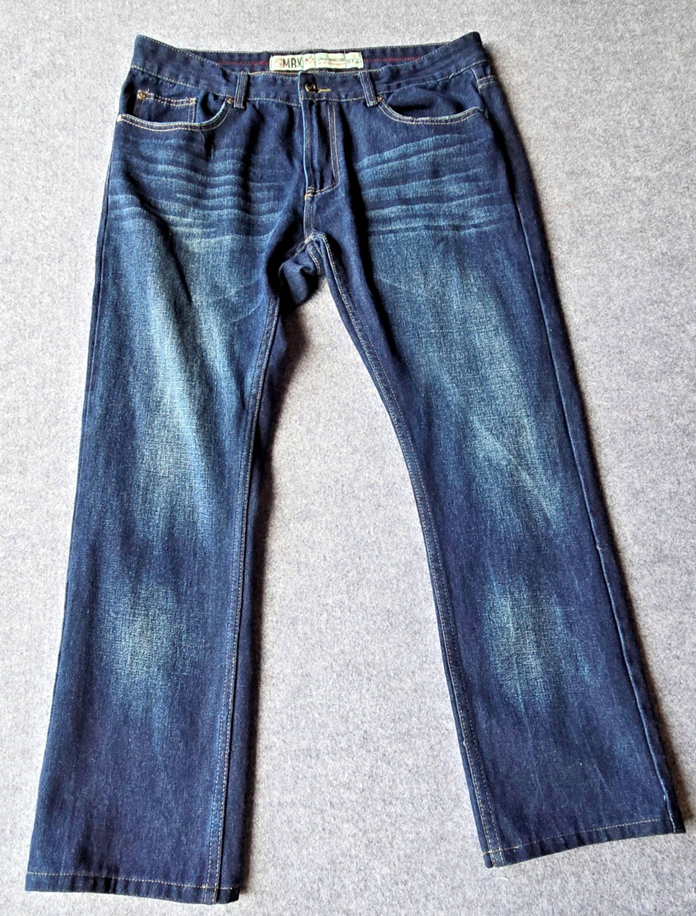 MBX Men's Slim Fit Jeans Dark Blue Premium Denim Straight Leg Mid-rise (35.5x29)
